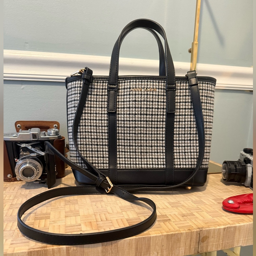 Anne Klein Black and White Houndstooth Tote
